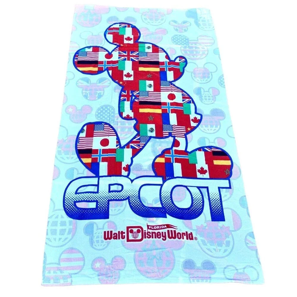 Walt Disney World Epcot Mickey Mouse International Flags Beach Towel